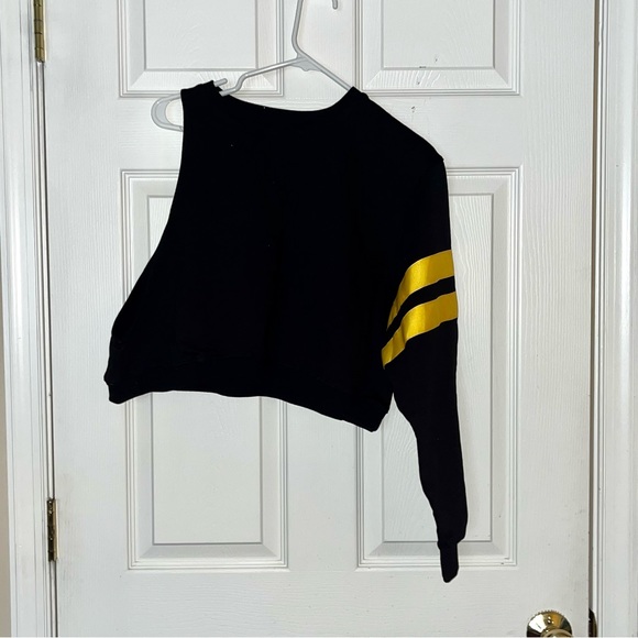LF Black Yellow Sleeveless Oversized Cropped Sweatshirt Small - Picture 10 of 12